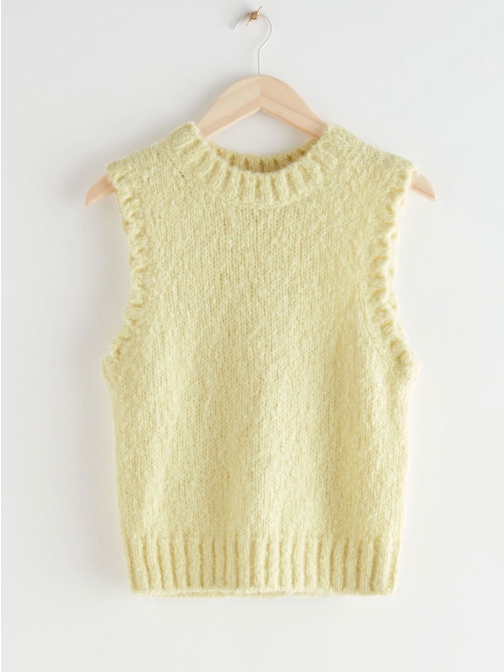 & Other Stories Alpaca Wool Fuzzy Sweater Vest XS Yellow Layers Spring